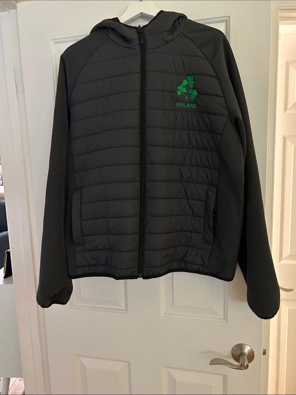 Landsdowne Unisex Navy Hooded Performance Jacket with Ireland Embroidery